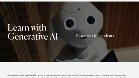 Screengrab from harvard.edu for the page Learn with Generative AI
