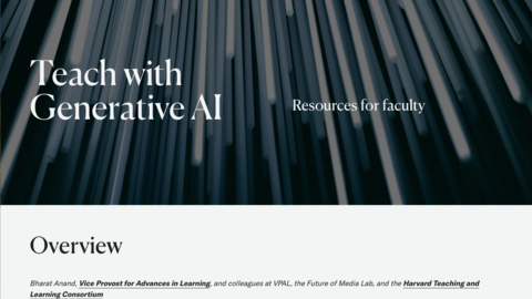 Screengrab of harvard.edu page for Teach with Generative AI