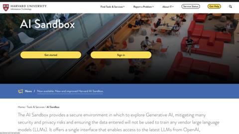Screenshot of AI Sandbox Page