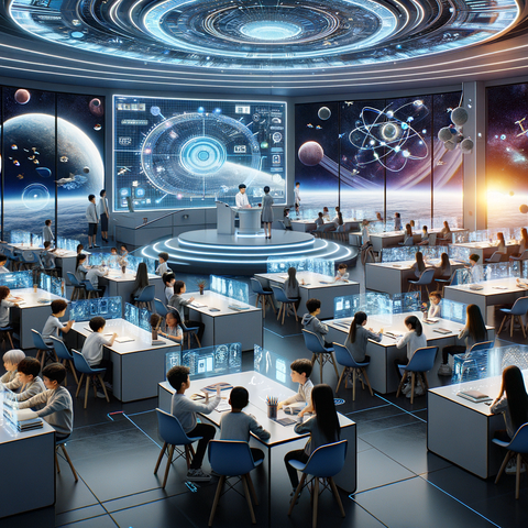 A lab of futuristic researchers in space