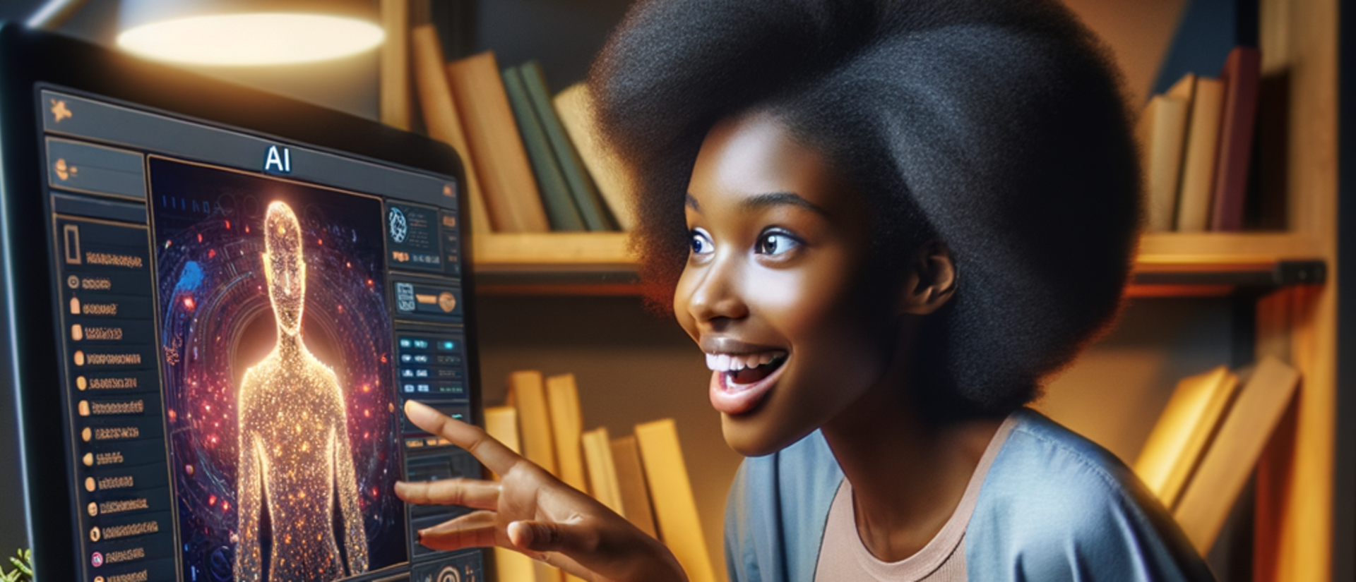 Engaged person using AI